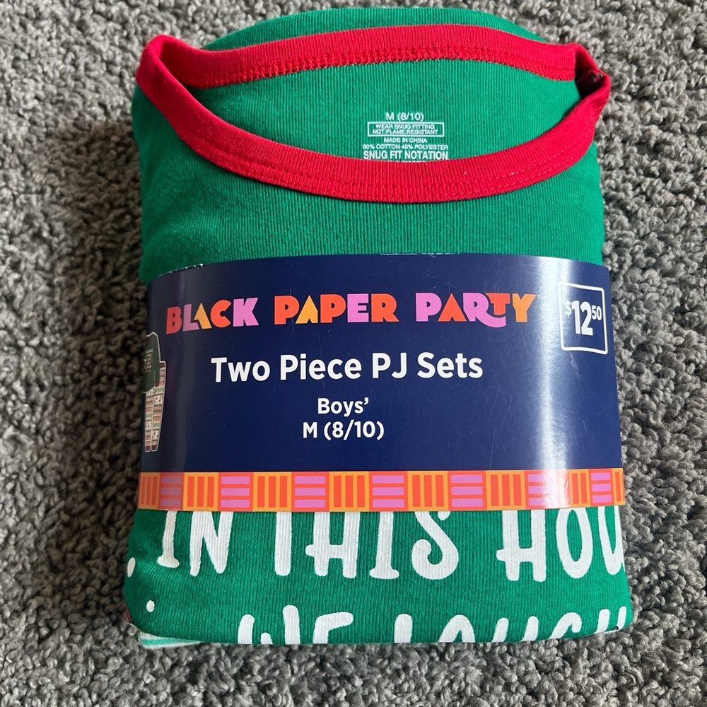 Boys' Green and Red Two Piece PJ Set